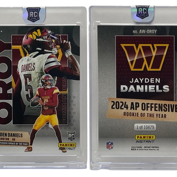 2024 Panini Instant NFL#OROY Jayden Daniels ROOKIE OF THE YEAR SP Commanders RC - Picture 3 of 3